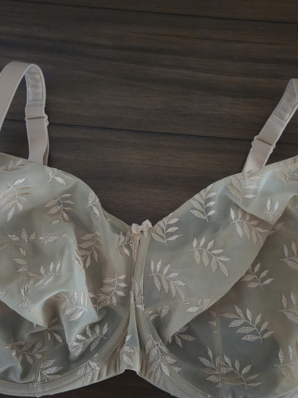Panache Tango Balcony Sheer Leaf-Embroidered Bra in Light Beige
